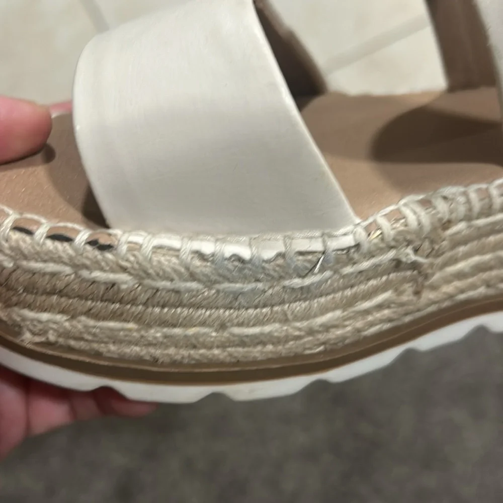 ESPRIT Katalina Off White Espadrille Platform Wedge Slide Sandals Womens SZ 7.5